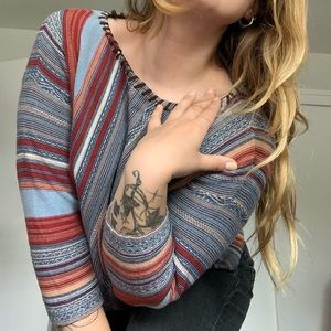 Chaps knit sweater with leather detail size L